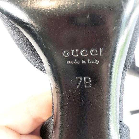 Gucci Black Horsebit Open Tie Hollywood Heels 7B - Picture 11 of 13